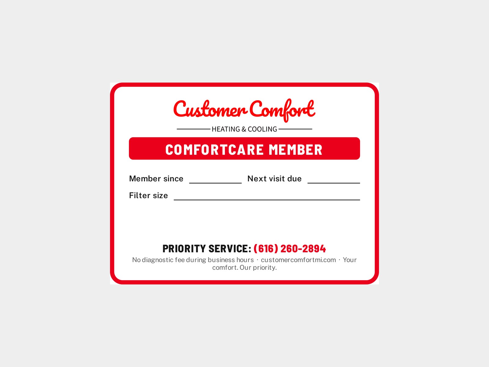 The ComfortCare member sticker