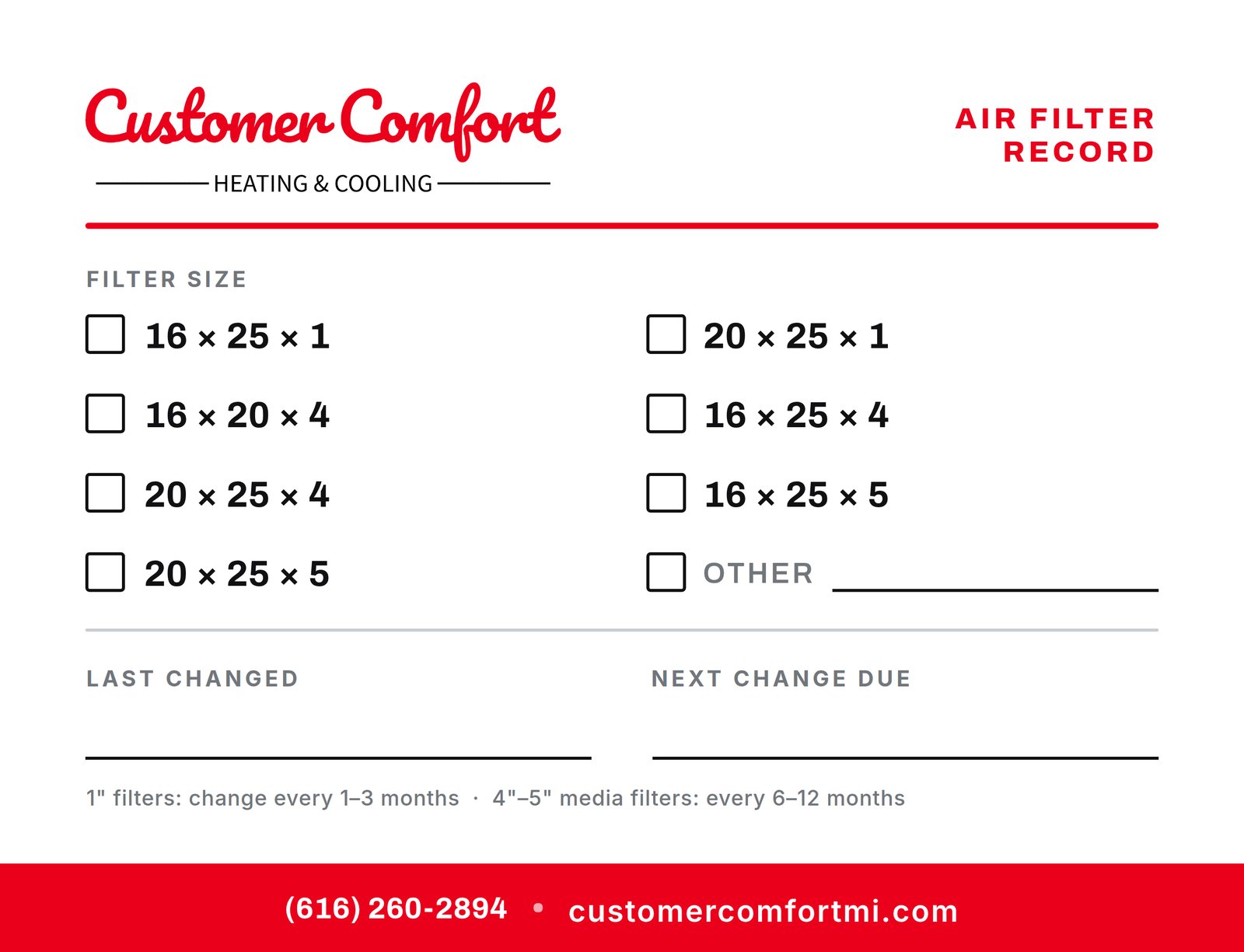 Filter card on a furnace with a fresh media filter